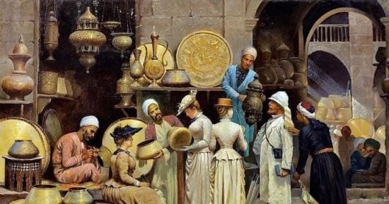 لوحة استشراقية تكشف أسرار سوق النحاسين في القاهرة قبل 136 عامًا